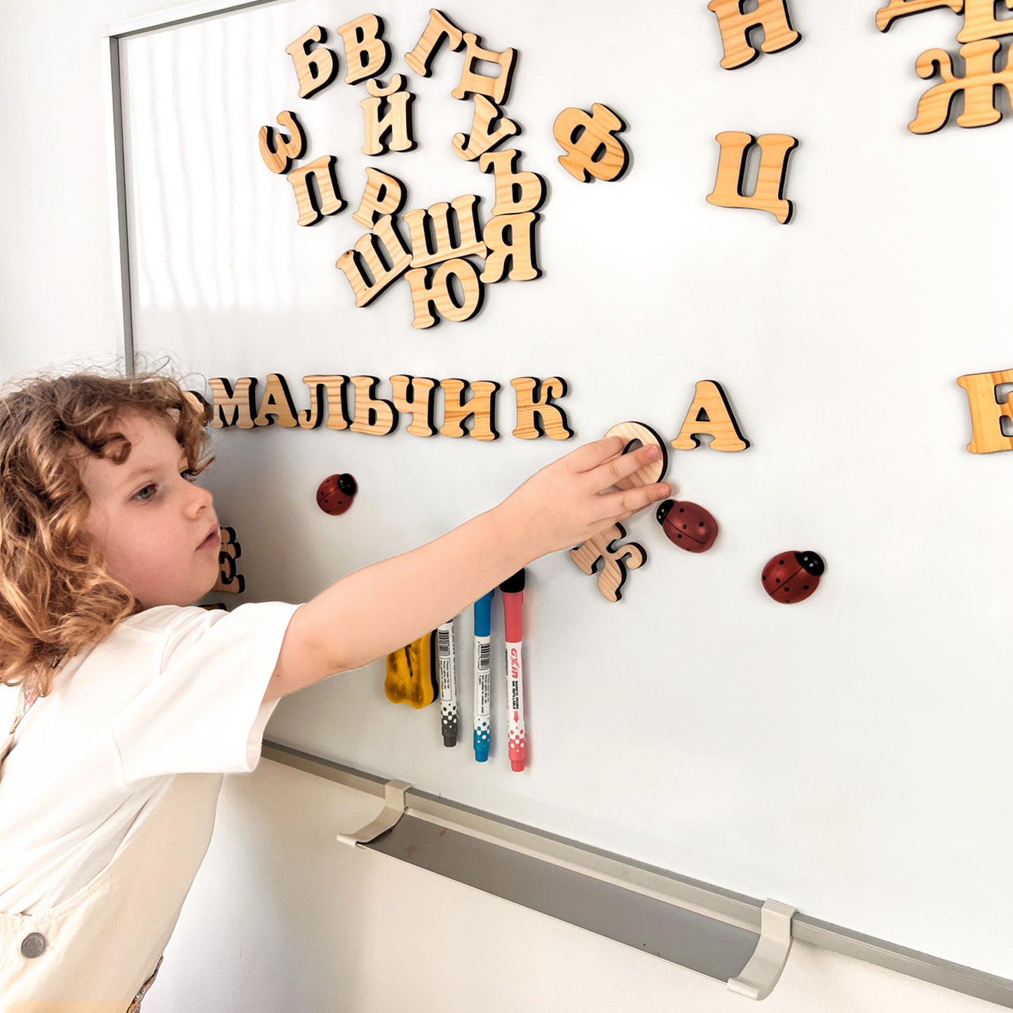 33 Letters Set Cyrillic Magnetic Wooden Alphabet for Kids Preschool & Back to School Gift for Toddler