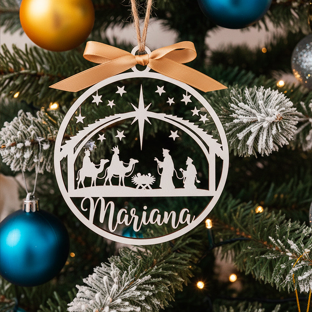 Bolas de Natal Personalizadas com Nome em Madeira, Decoração de Árvore de Natal, Etiqueta Personalizada