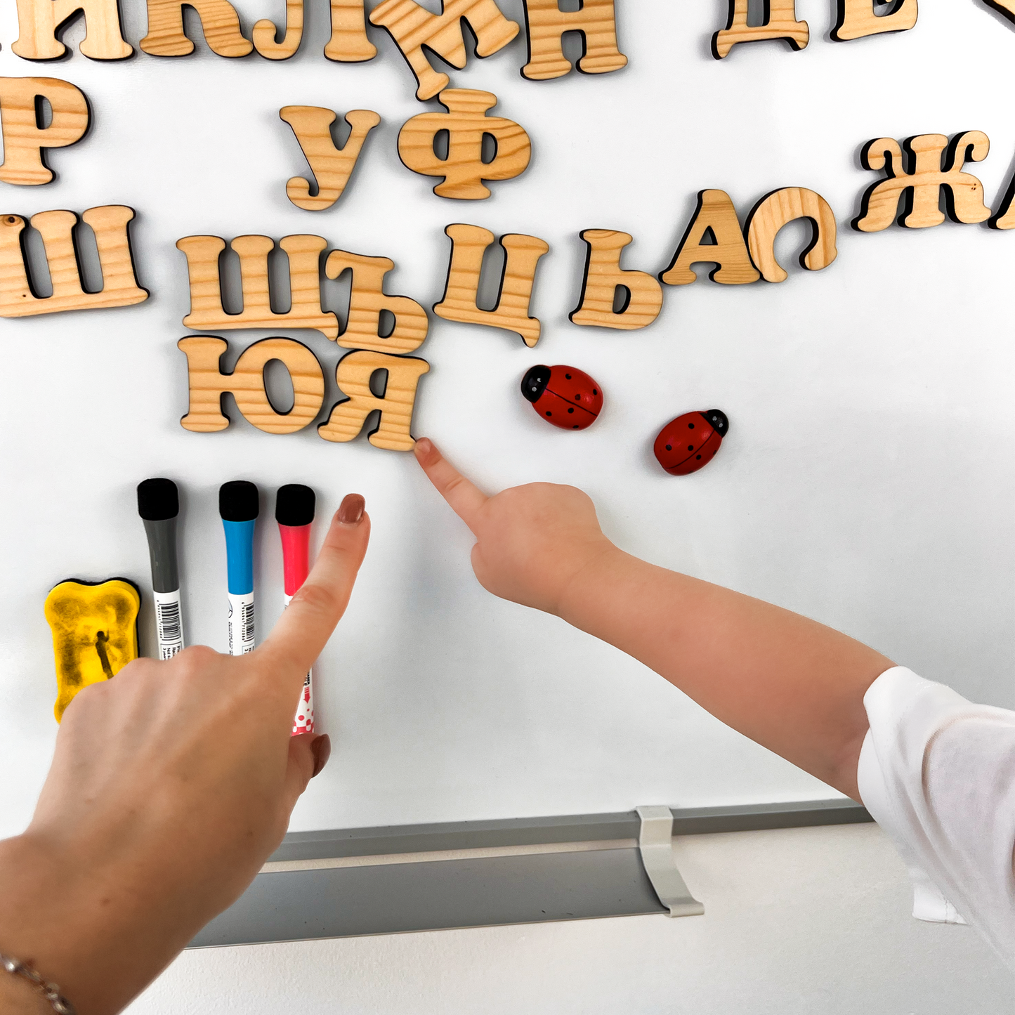 33 Letters Set Cyrillic Magnetic Wooden Alphabet for Kids Preschool & Back to School Gift for Toddler