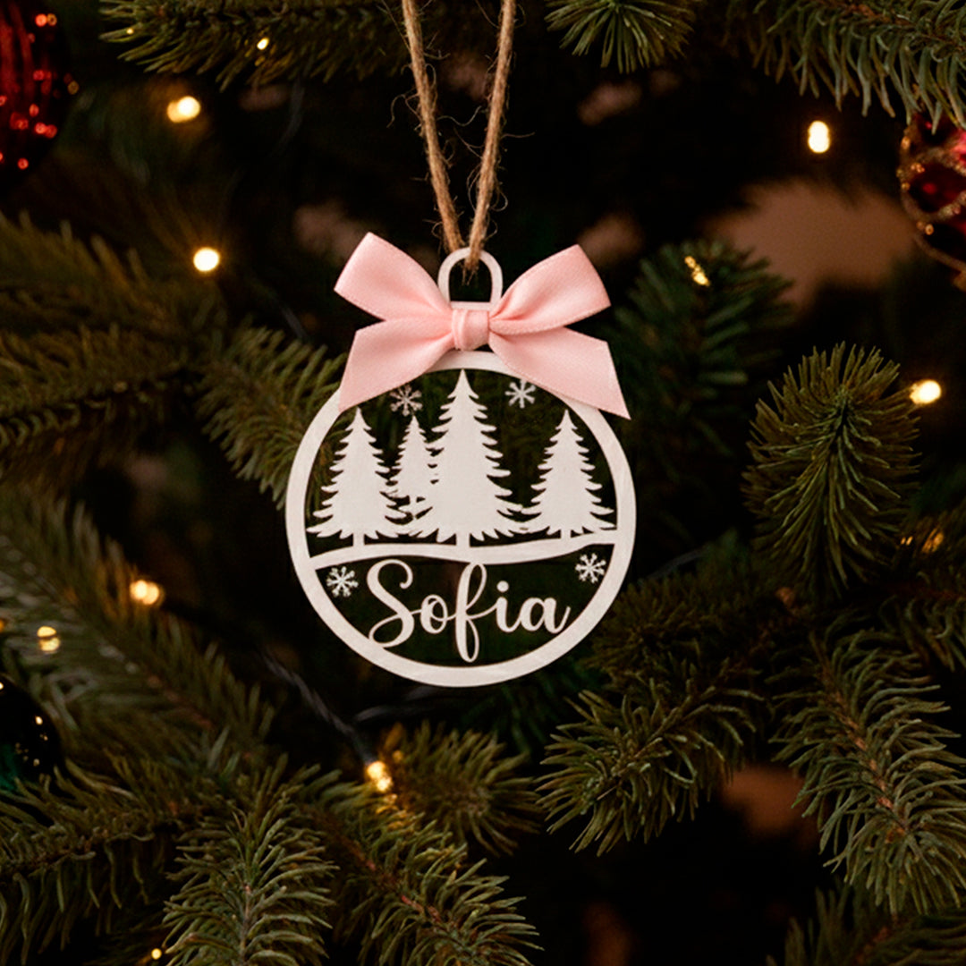 Bolas de Natal Personalizadas com Nome em Madeira, Decoração de Árvore de Natal, Etiqueta Personalizada