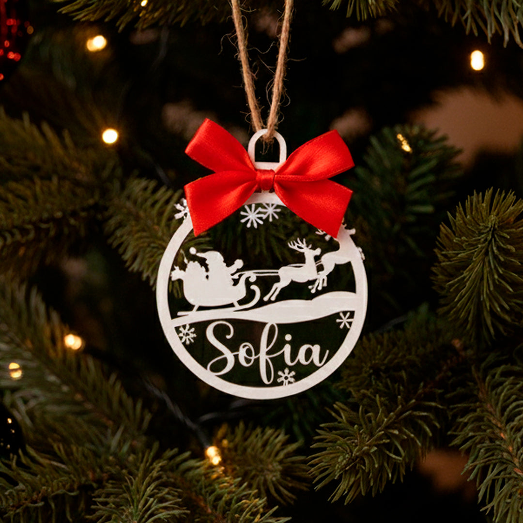 Bolas de Natal Personalizadas com Nome em Madeira, Decoração de Árvore de Natal, Etiqueta Personalizada