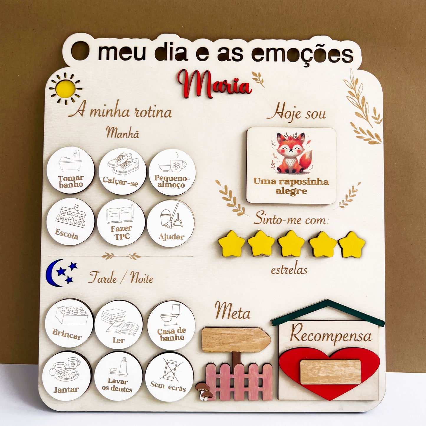 Personalized Emotions & Daily Routine Char - Montessori-Inspired Wooden Magnetic Busy Board