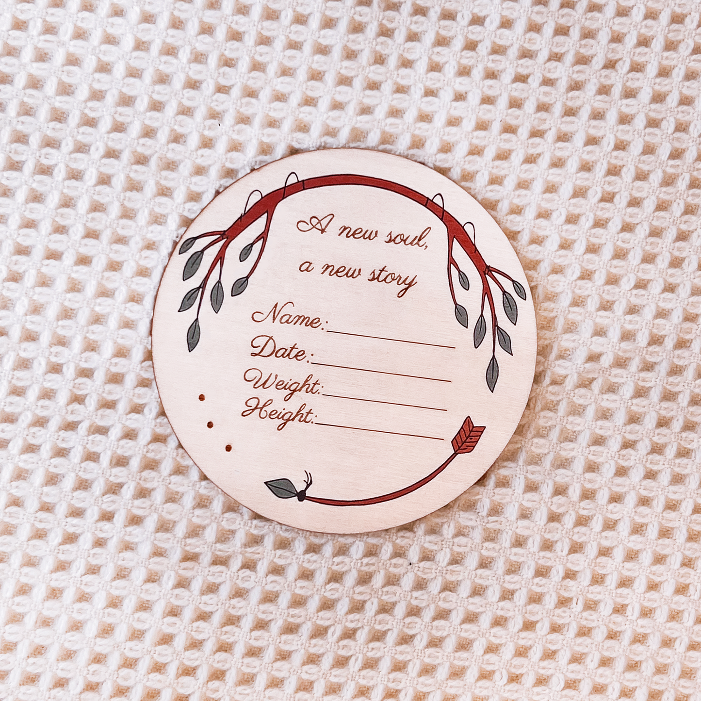 1 Custom Boho Woodland Baby Milestone Card for Photoshoot & Memory Keepsakes