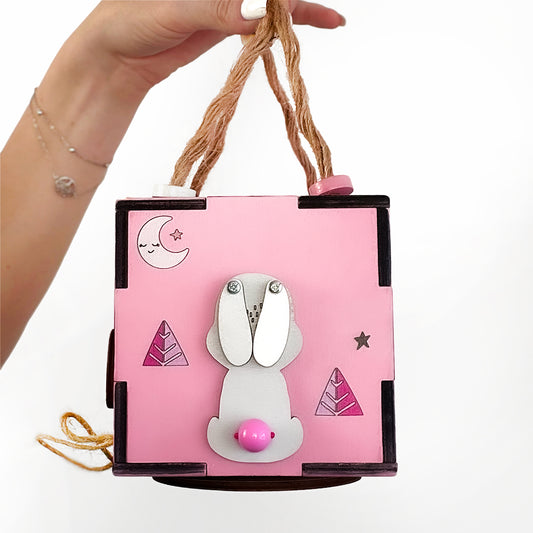 Pink Montessori Busy Box – Wooden Educational Toy for Babie and Toddlers