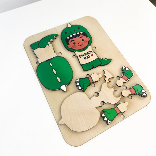 Personalized Wooden Puzzle for Child – Custom Build-Your-Own Hero Figure with Child’s Name | Montessori Toy