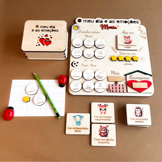 Personalized Emotions & Daily Routine Char - Montessori-Inspired Wooden Magnetic Busy Board