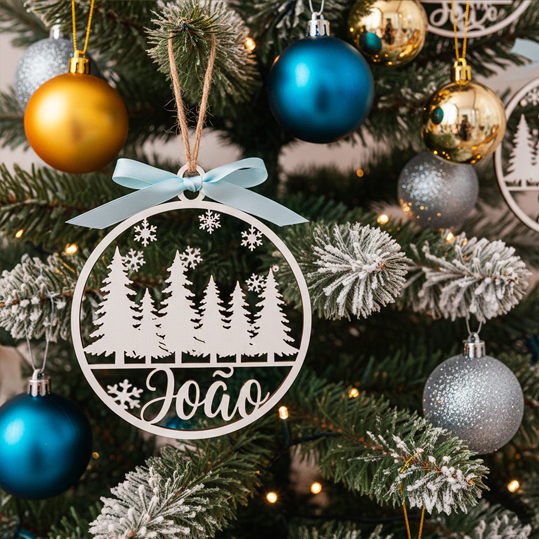 Bolas de Natal Personalizadas com Nome em Madeira, Decoração de Árvore de Natal, Etiqueta Personalizada