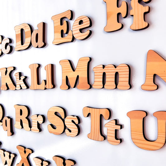 Montessori Magnetic Wooden Alphabet for Kids – 52 Latin Letters (Uppercase & Lowercase)