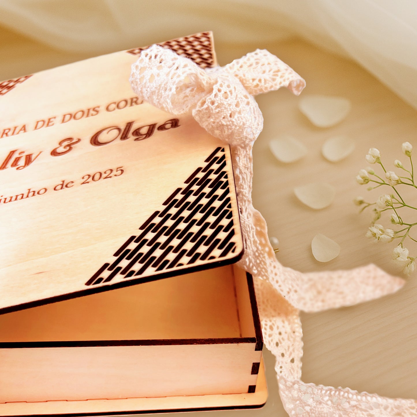 Personalized Wooden Wedding Memory Book Box – Custom Engraved Keepsake Gift for Couples