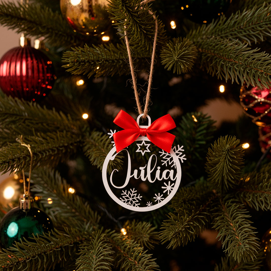Bolas de Natal Personalizadas com Nome em Madeira, Decoração de Árvore de Natal, Etiqueta Personalizada