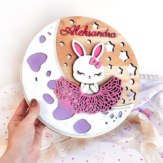 Personalized Baby Name Wooden Name Sign – Round Wall Plaque for nursery or baby’s playroom