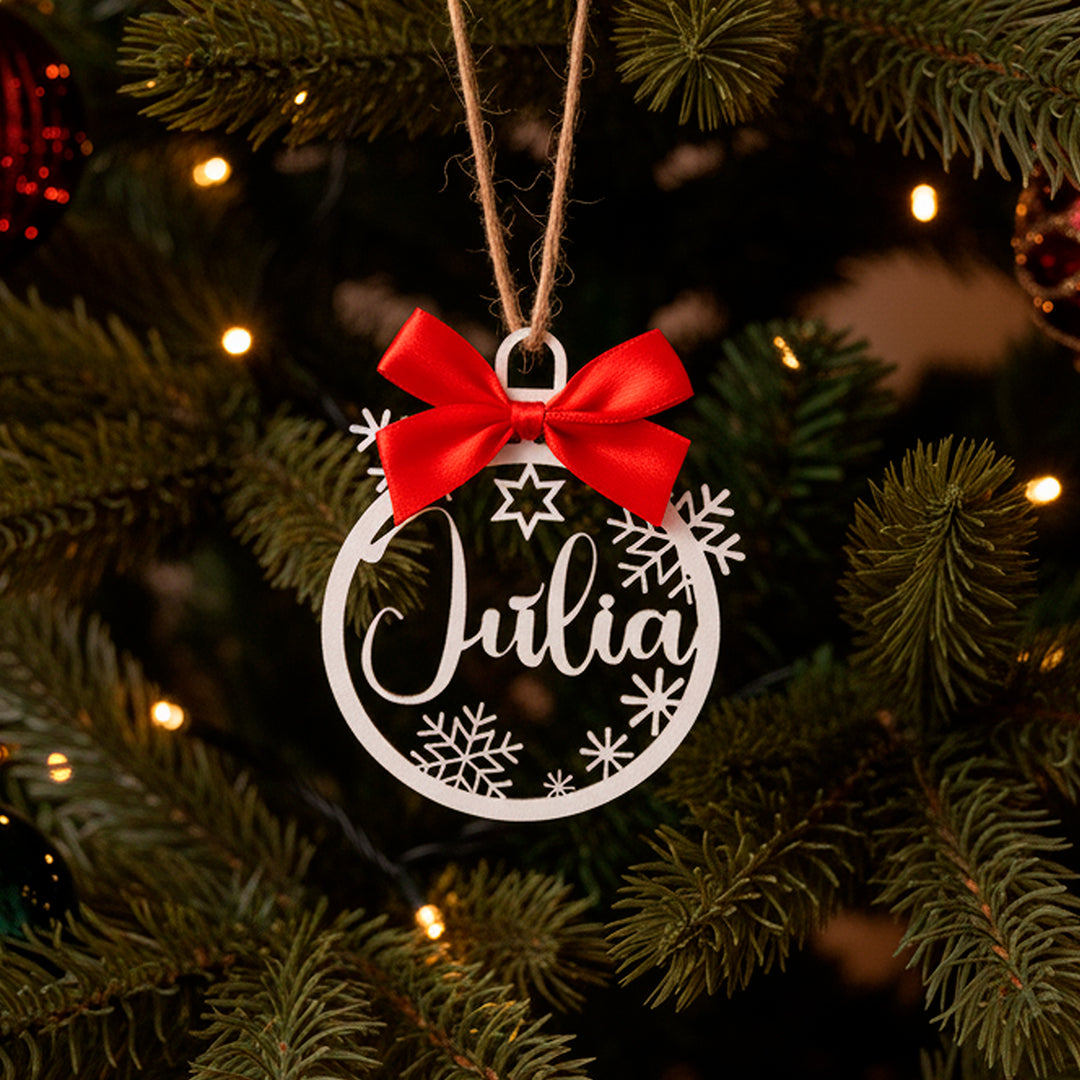 Bolas de Natal Personalizadas com Nome em Madeira, Decoração de Árvore de Natal, Etiqueta Personalizada