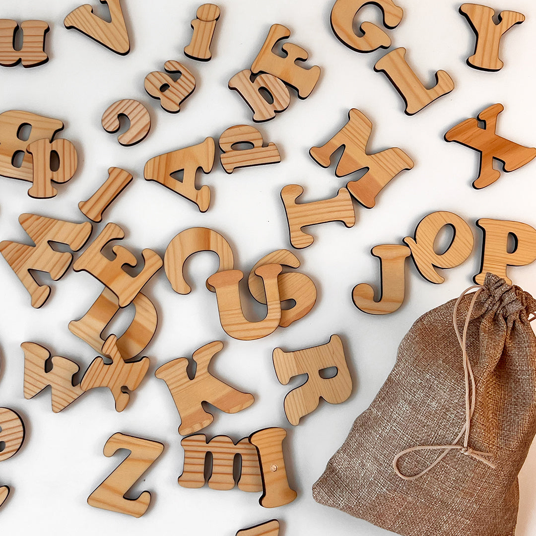 Montessori Magnetic Wooden Alphabet for Kids – 52 Latin Letters (Uppercase & Lowercase)