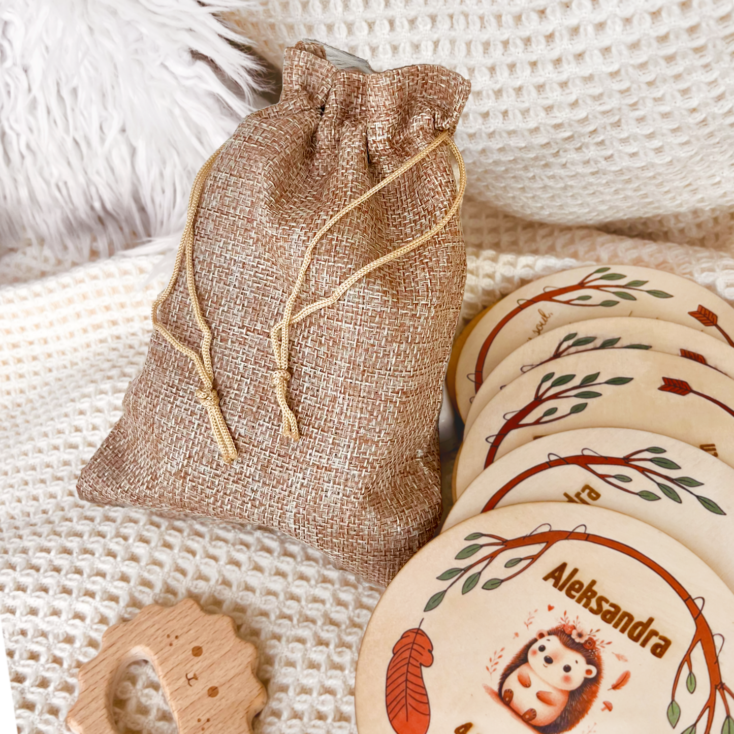 1 Custom Boho Woodland Baby Milestone Card for Photoshoot & Memory Keepsakes