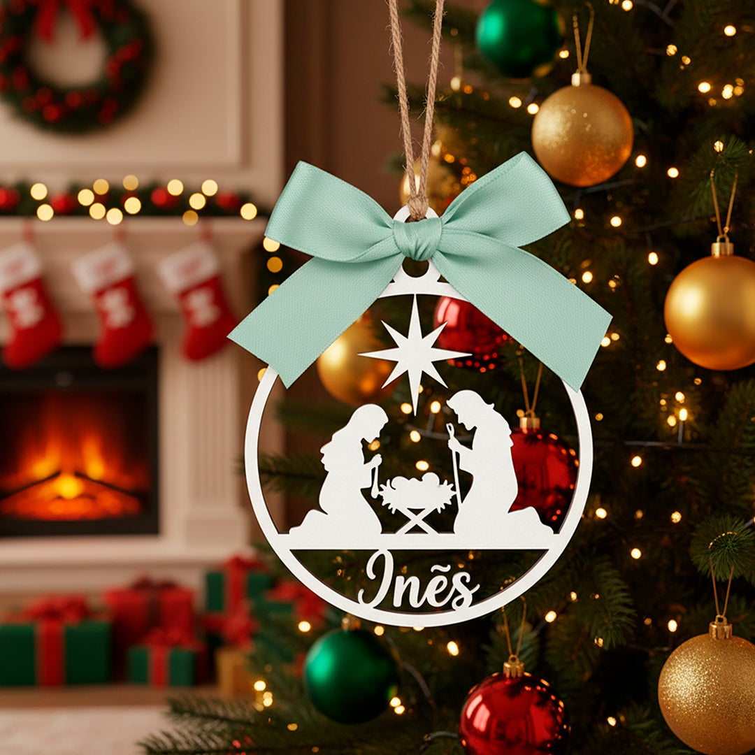 Bolas de Natal Personalizadas com Nome em Madeira, Decoração de Árvore de Natal, Etiqueta Personalizada