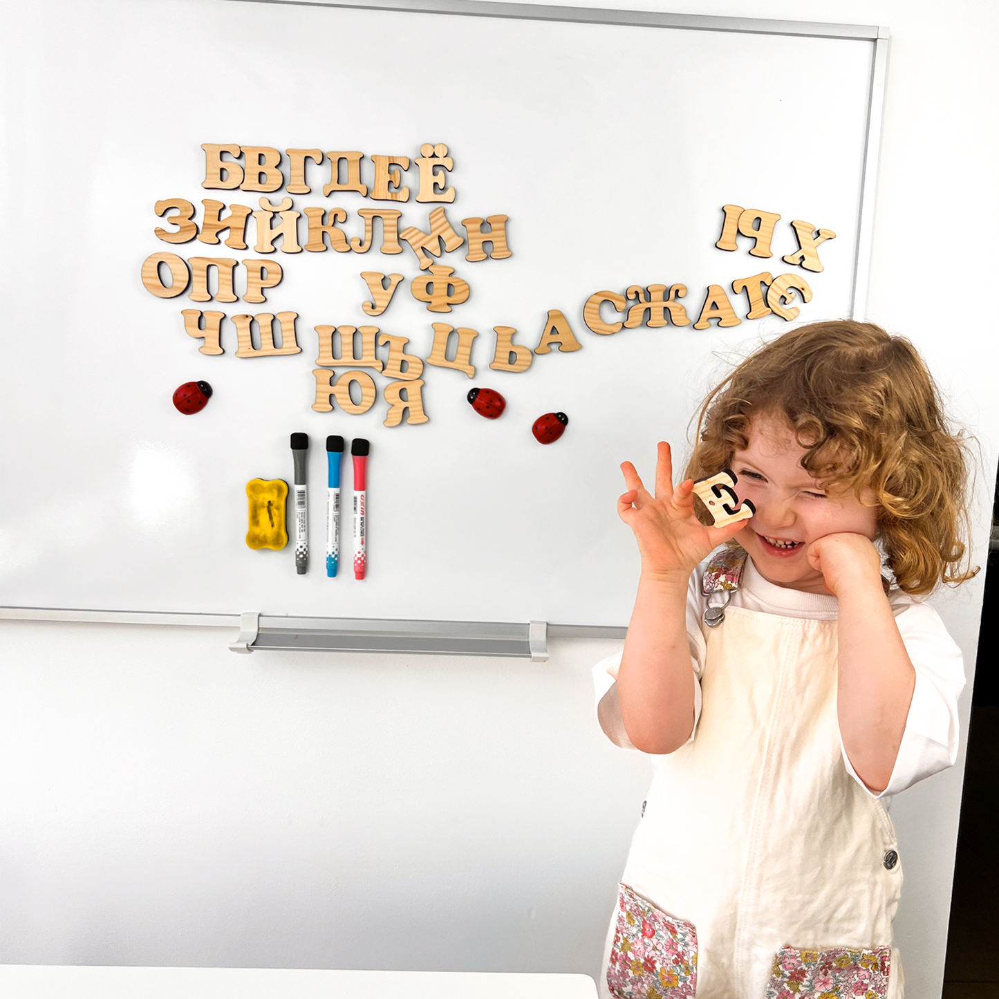 33 Letters Set Cyrillic Magnetic Wooden Alphabet for Kids Preschool & Back to School Gift for Toddler
