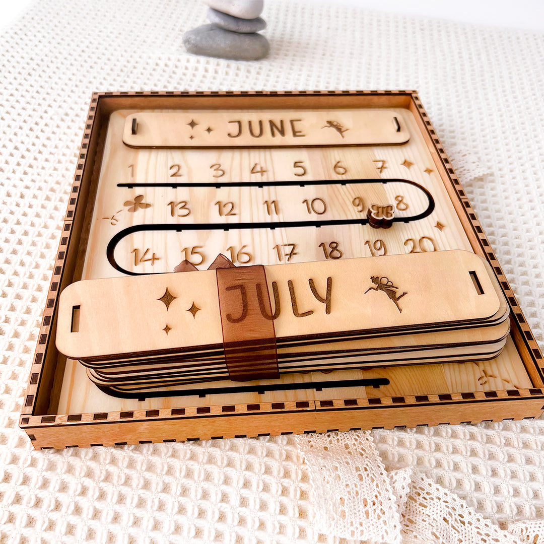 Montessori Wooden Perpetual Calendar for Kids, Wooden Educational Toy