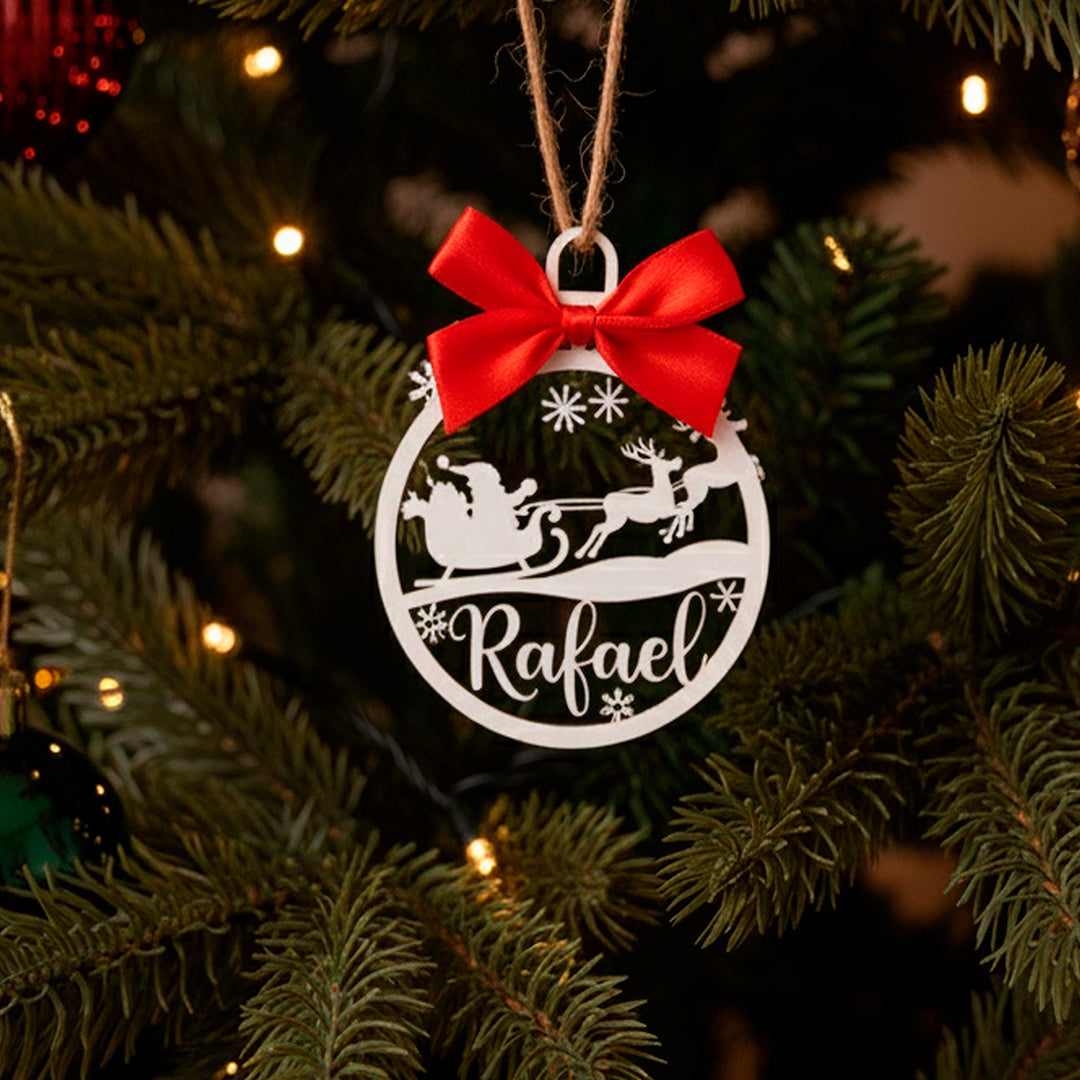 Bolas de Natal Personalizadas com Nome em Madeira, Decoração de Árvore de Natal, Etiqueta Personalizada