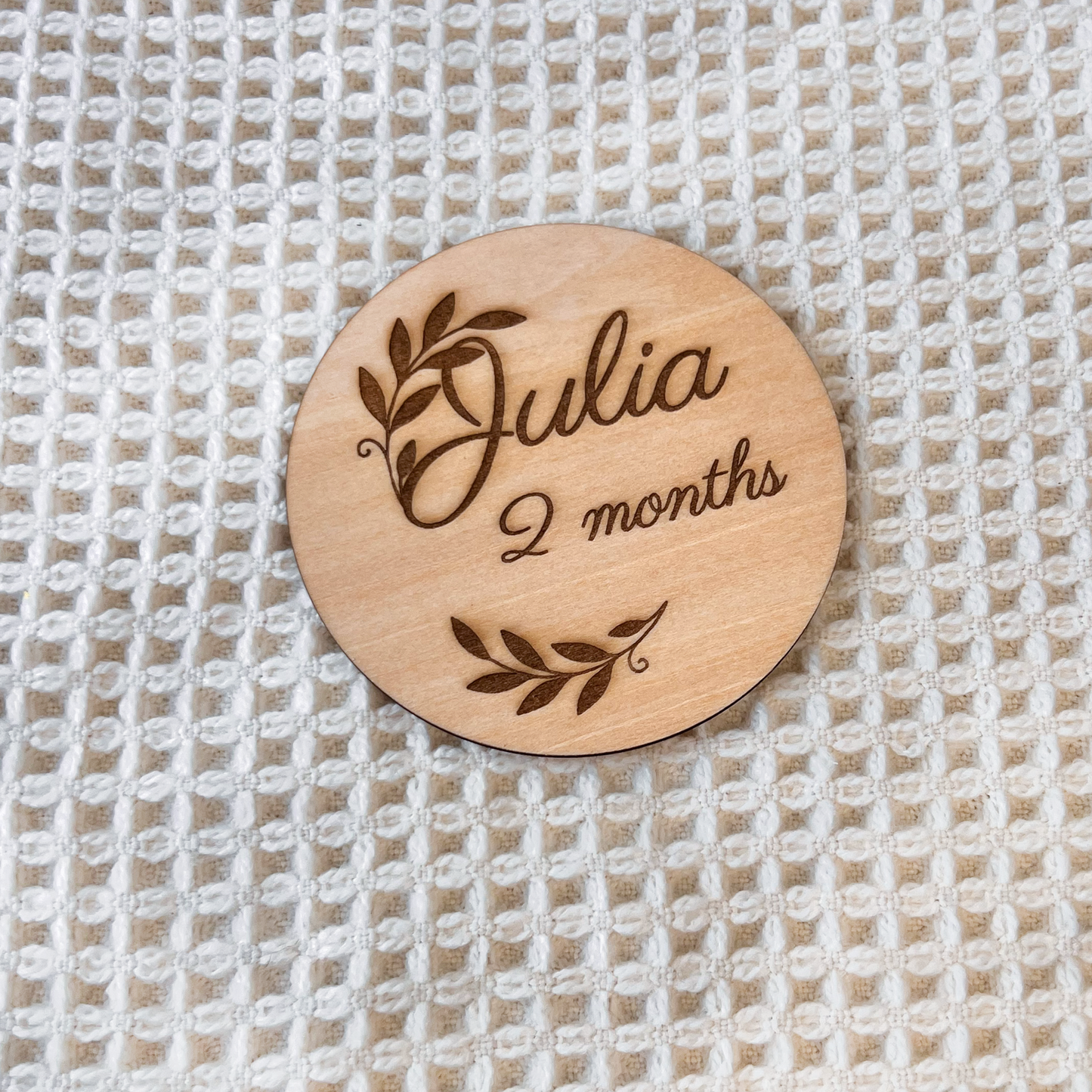 Set of 15 Personalized Wooden Baby Milestone Cards – Monthly Milestone Photoshoot Discs