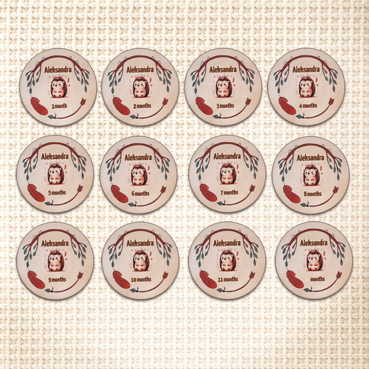 1 Custom Boho Woodland Baby Milestone Card for Photoshoot & Memory Keepsakes