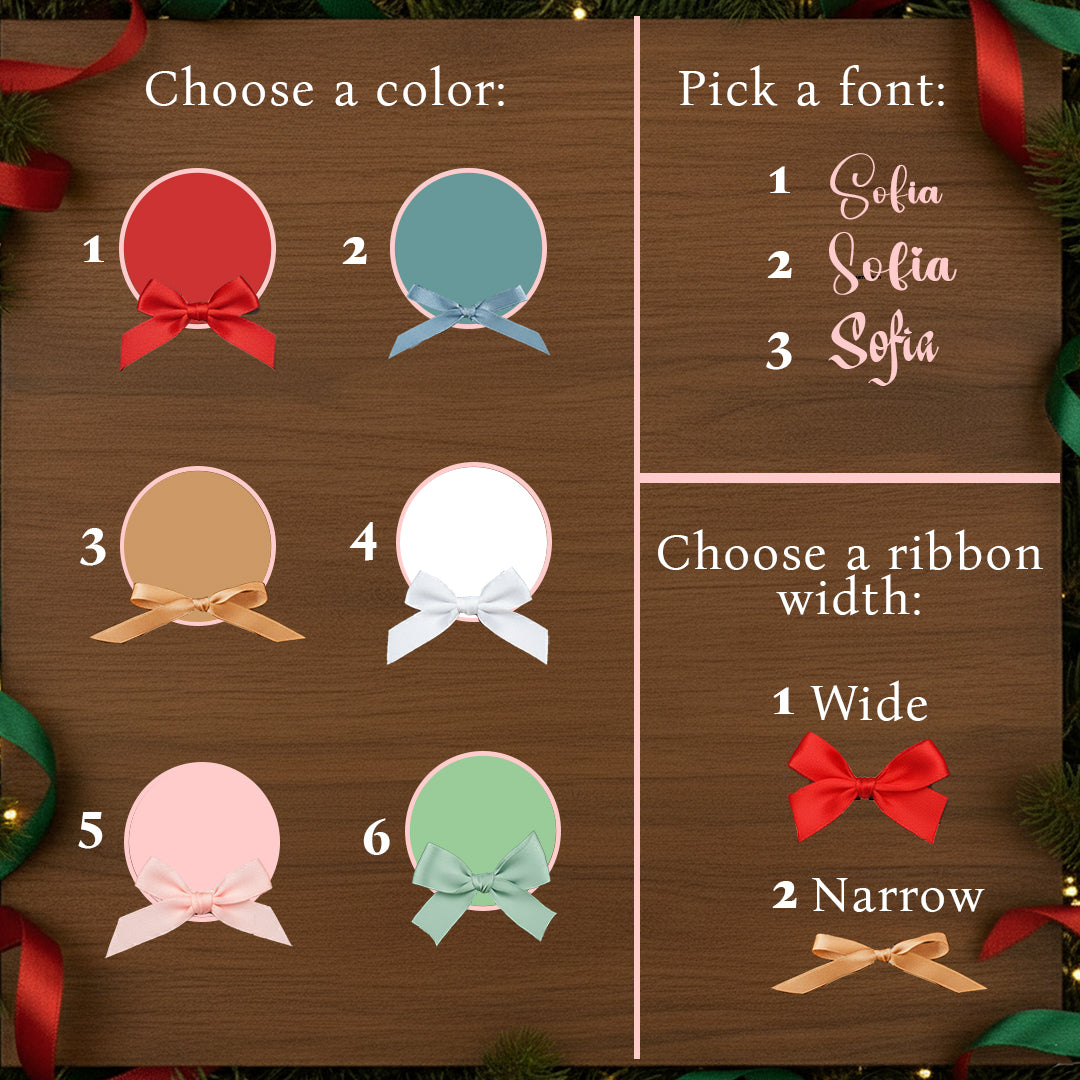 Bolas de Natal Personalizadas com Nome em Madeira, Decoração de Árvore de Natal, Etiqueta Personalizada