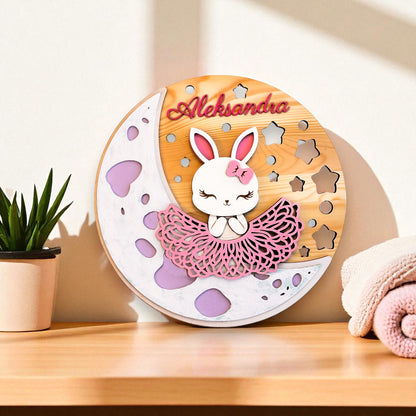 Personalized Baby Name Wooden Name Sign – Round Wall Plaque for nursery or baby’s playroom