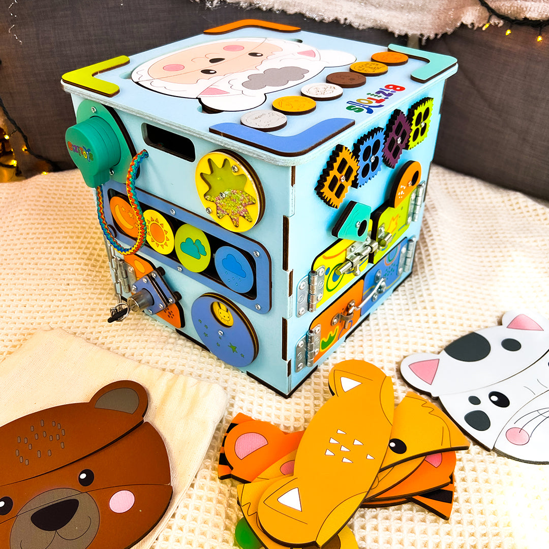 Montessori Wooden Busy Box - Educational Toy for Toddlers