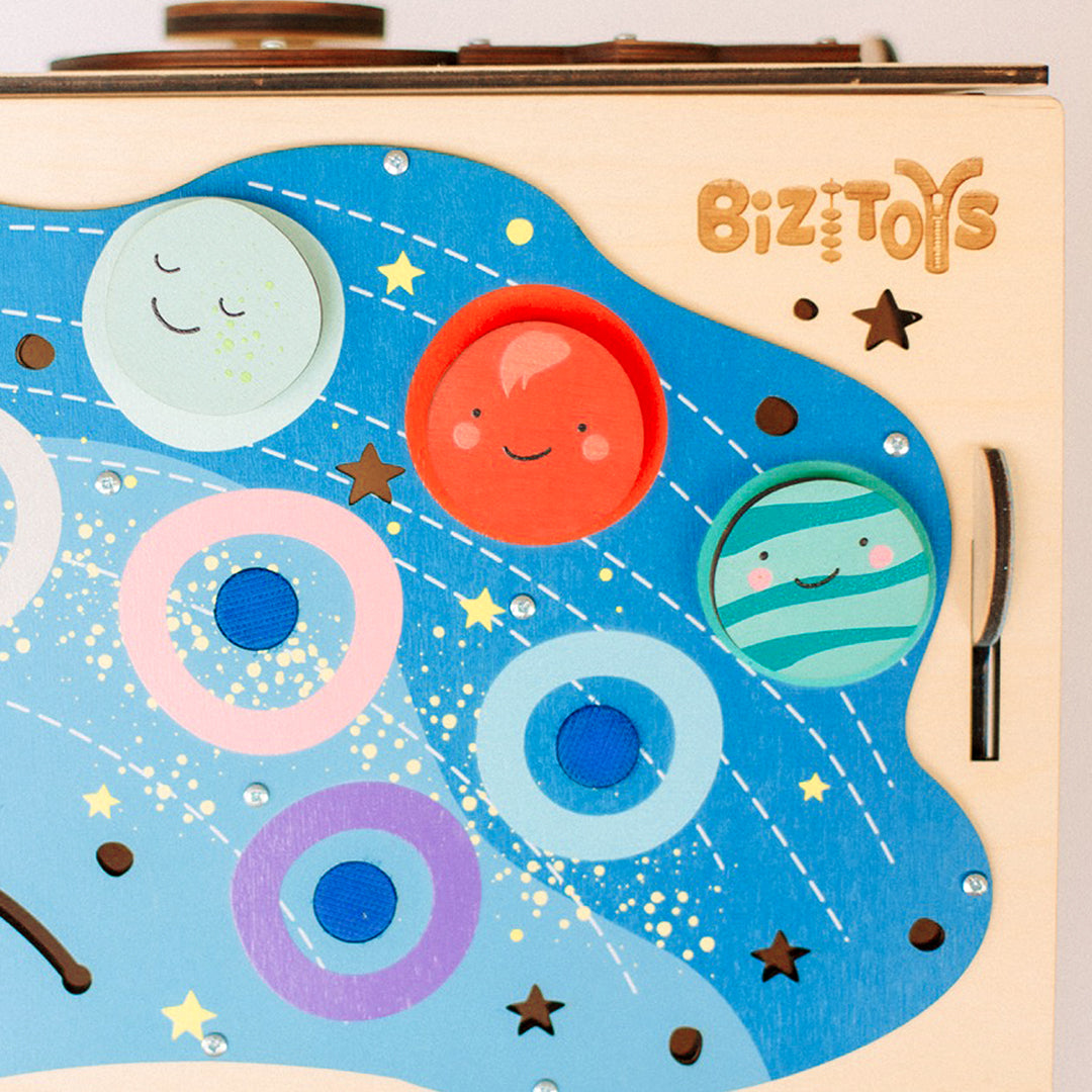 Wooden Montessori Busy House – Space Theme Activity Toy for Babies, Toddlers & Preschoolers