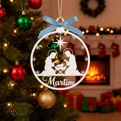 Bolas de Natal Personalizadas com Nome em Madeira, Decoração de Árvore de Natal, Etiqueta Personalizada