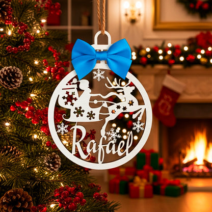 Bolas de Natal Personalizadas com Nome em Madeira, Decoração de Árvore de Natal, Etiqueta Personalizada