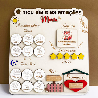 Personalized Emotions & Daily Routine Char - Montessori-Inspired Wooden Magnetic Busy Board