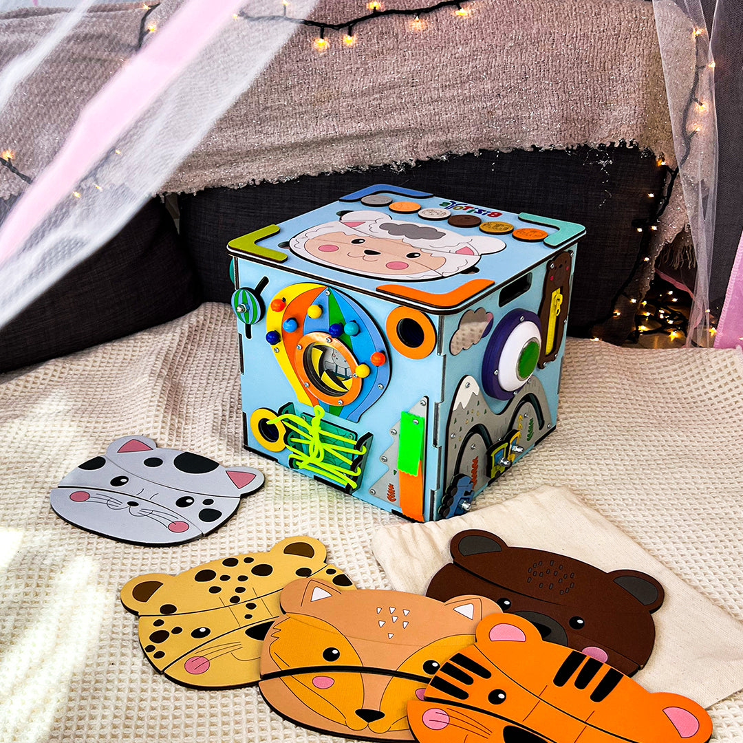 Montessori Wooden Busy Box - Educational Toy for Toddlers
