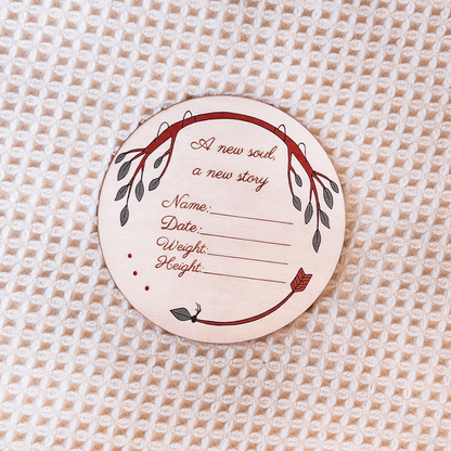 1 Custom Boho Woodland Baby Milestone Card for Photoshoot & Memory Keepsakes