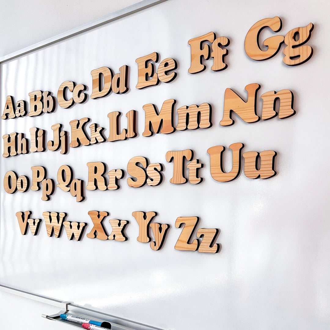 Montessori Magnetic Wooden Alphabet for Kids – 52 Latin Letters (Uppercase & Lowercase)