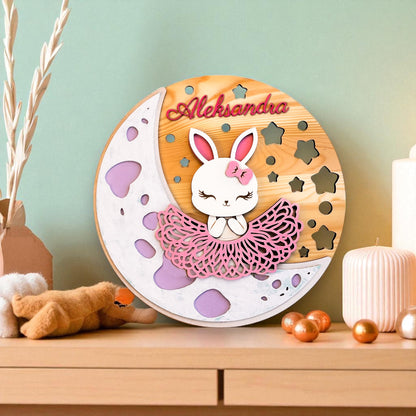 Personalized Baby Name Wooden Name Sign – Round Wall Plaque for nursery or baby’s playroom