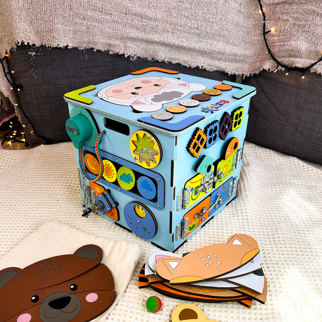 Montessori Wooden Busy Box - Educational Toy for Toddlers