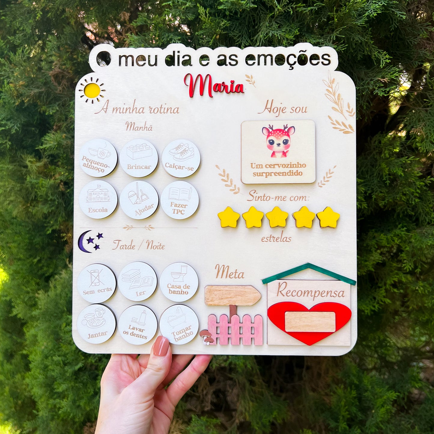 Personalized Emotions & Daily Routine Char - Montessori-Inspired Wooden Magnetic Busy Board
