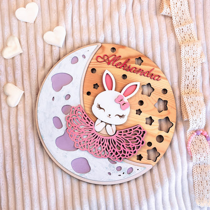 Personalized Baby Name Wooden Name Sign – Round Wall Plaque for nursery or baby’s playroom