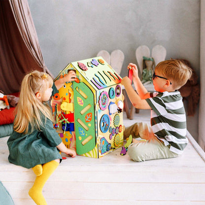 Wooden Montessori Busy House Giraffe – Sensory Activity Board, Educational Toy for Toddlers