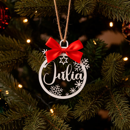 Bolas de Natal Personalizadas com Nome em Madeira, Decoração de Árvore de Natal, Etiqueta Personalizada
