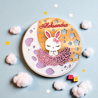 Personalized Baby Name Wooden Name Sign – Round Wall Plaque for nursery or baby’s playroom