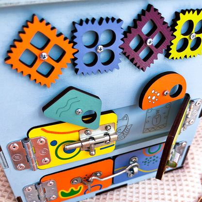 Montessori Wooden Busy Box - Educational Toy for Toddlers