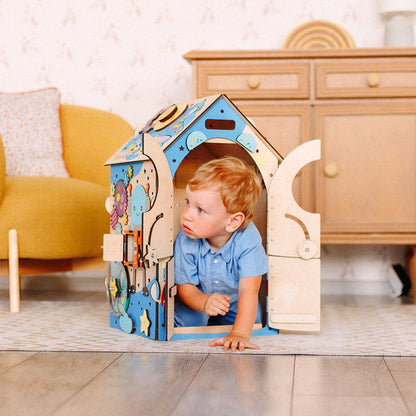 Wooden Montessori Busy House – Space Theme Activity Toy for Babies, Toddlers & Preschoolers