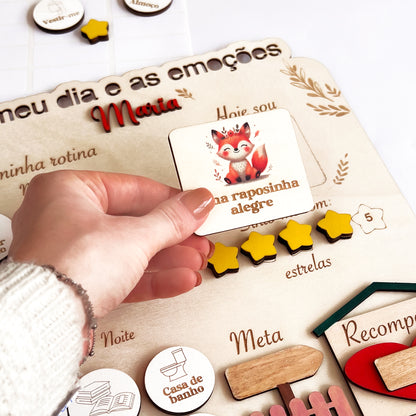 Personalized Emotions & Daily Routine Char - Montessori-Inspired Wooden Magnetic Busy Board