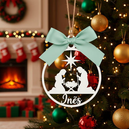 Bolas de Natal Personalizadas com Nome em Madeira, Decoração de Árvore de Natal, Etiqueta Personalizada