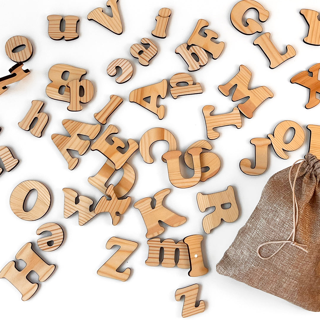 Montessori Magnetic Wooden Alphabet for Kids – 52 Latin Letters (Uppercase & Lowercase)