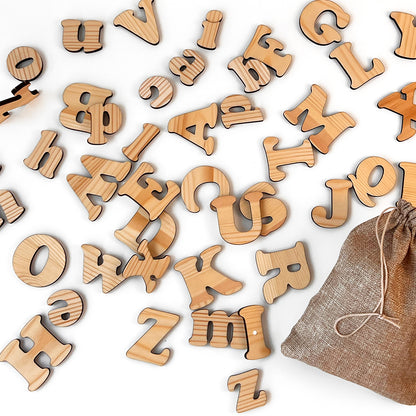 Montessori Magnetic Wooden Alphabet for Kids – 52 Latin Letters (Uppercase & Lowercase)