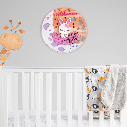 Personalized Baby Name Wooden Name Sign – Round Wall Plaque for nursery or baby’s playroom