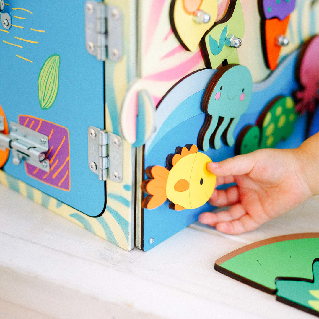 Wooden Montessori Busy House Giraffe – Sensory Activity Board, Educational Toy for Toddlers