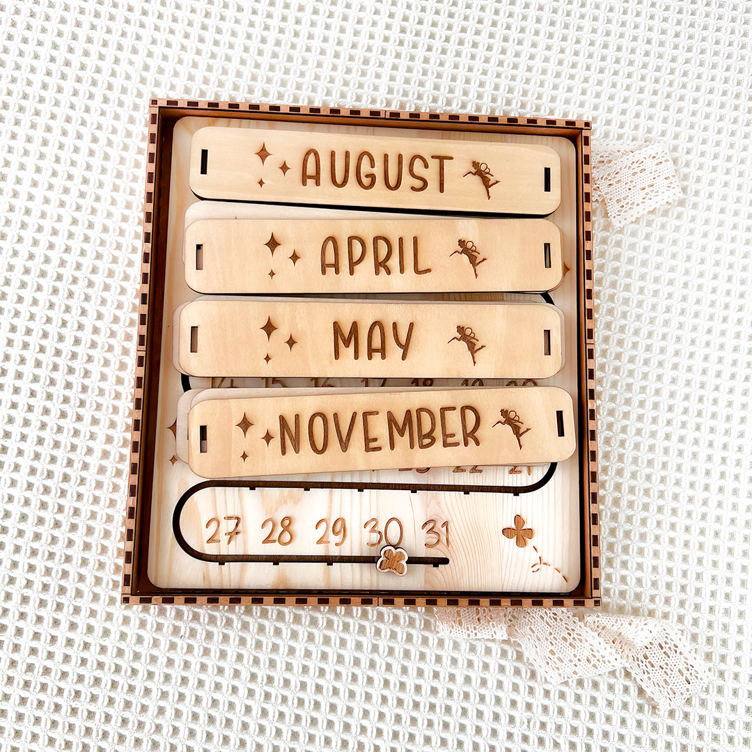 Montessori Wooden Perpetual Calendar for Kids, Wooden Educational Toy